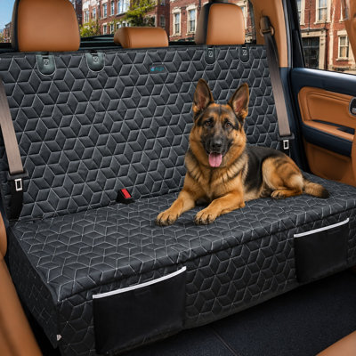 A heavy-duty waterproof Oxford truck rear-bench dog cover with non-slip, scratch-resistant protection and a hook-and-loop opening for select compatible trucks.