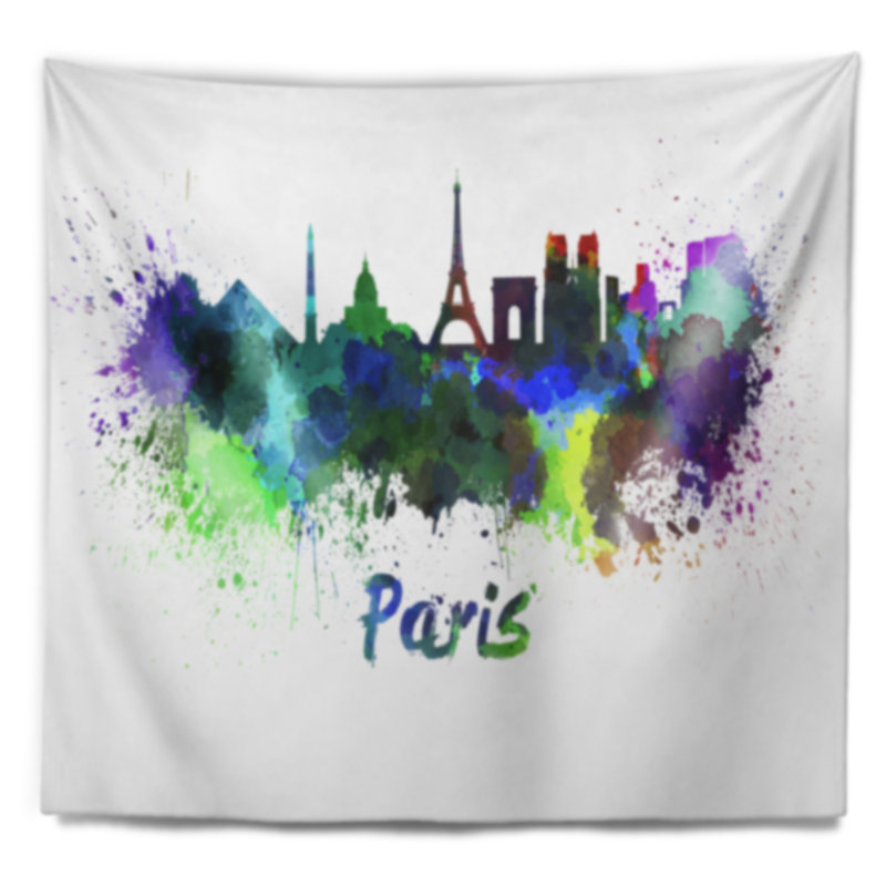 Tapisserie de paris skyline Cityscape, H 32 po x l 39 po