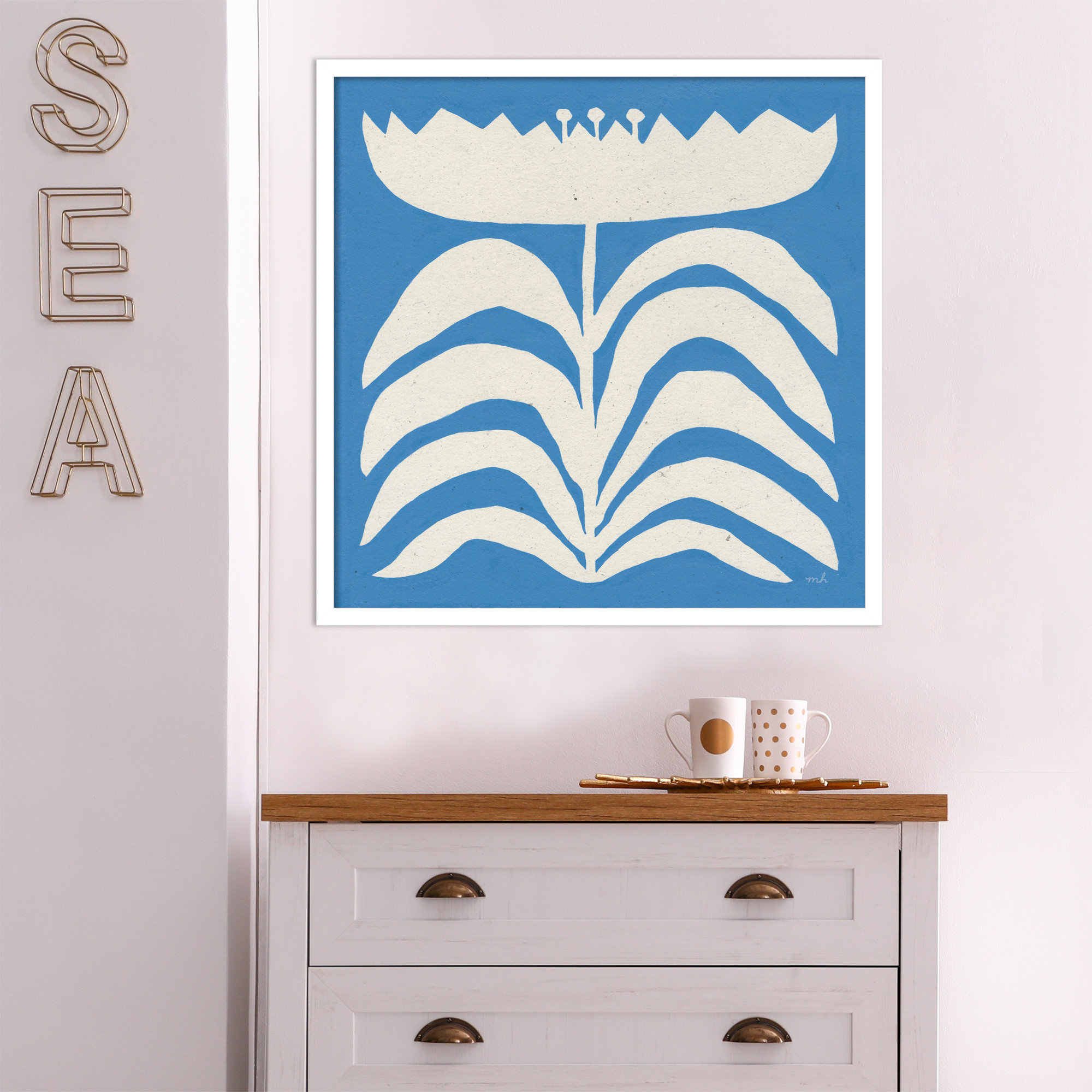 Delighted by Moira Hershey, White, 25" H x 25" W x 1" D