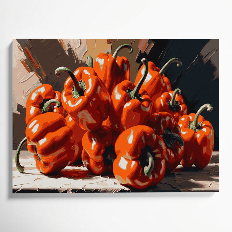 Art mural sur toile légumes poivrons orange, H 16 po x l 20 po