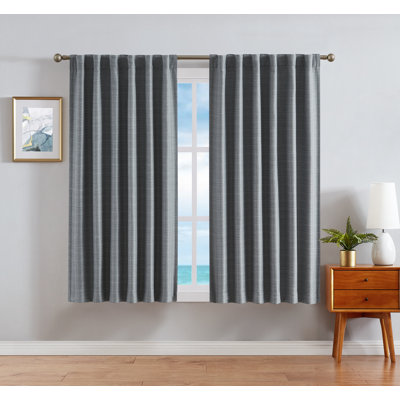 Nautica Synthetic Solid Color Blackout Thermal Back Tab/Rod Pocket Curtain Panels