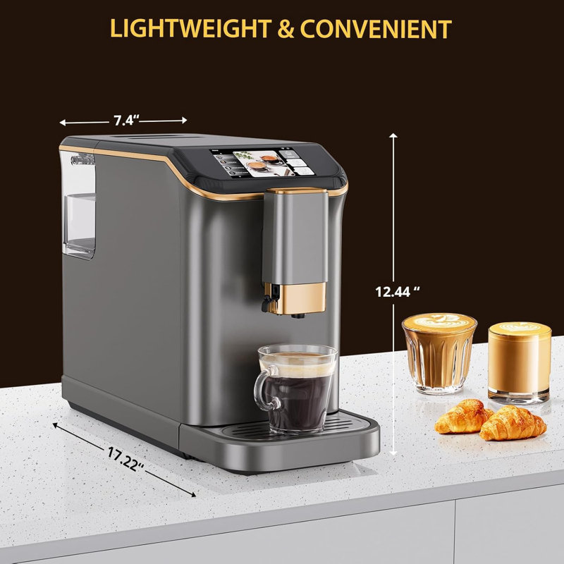 Machine à espresso 20 bars avec mousseur à lait, cafetière automatique 1350W pour cappuccino et café au lait, infusion rapide, conception compacte en acier inoxydable
