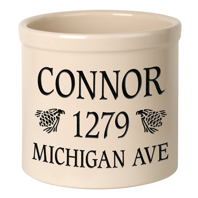 Woodhouse Personalized Pinecone Ceramic Pot Planter, Black, Yes