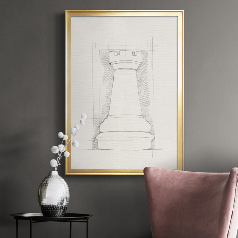 Jeu d'échecs, croquis IV, toile encadrée de qualité supérieure - prête à être accrochée, H 36,5 po x l 26,5 po x P 1 po
