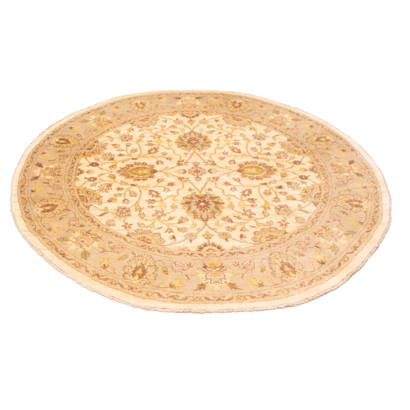 Tapis rond en laine noué à la main de conception unique 8 pi New Age Crescencio