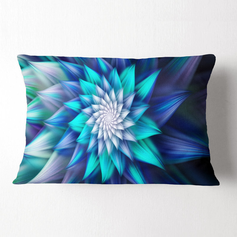 Grand coussin lombaire floral de couleur exotique, Bleu