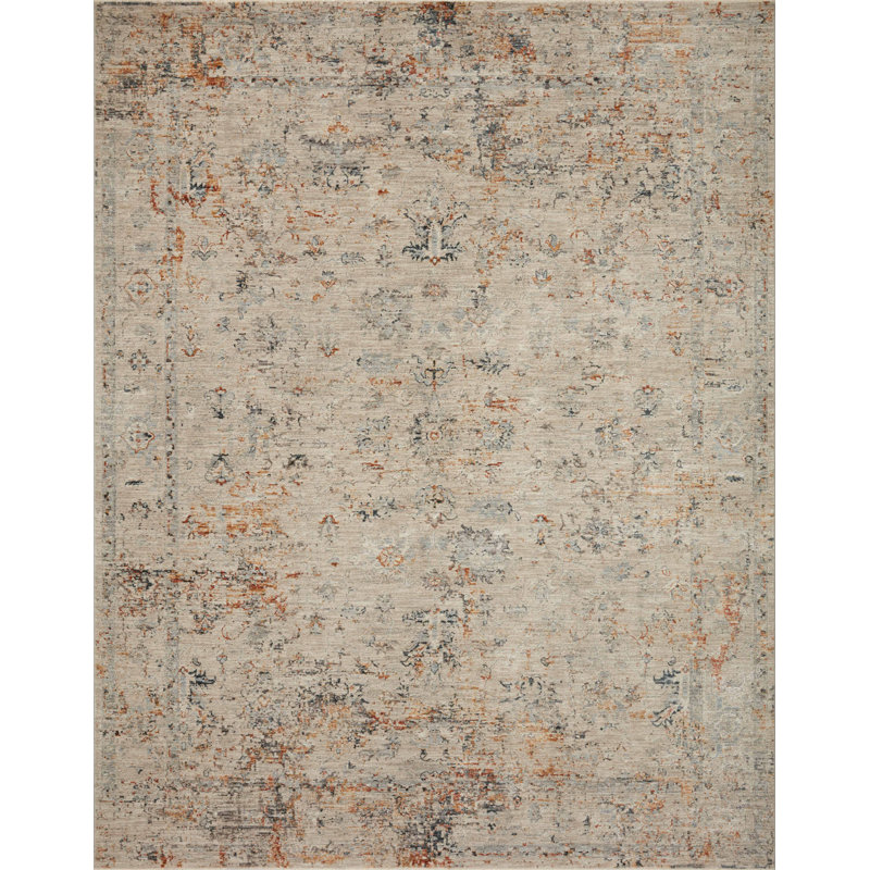 Kanesha Abstract Silver/Spice Area Rug, Rectangle 5' x 7'8"