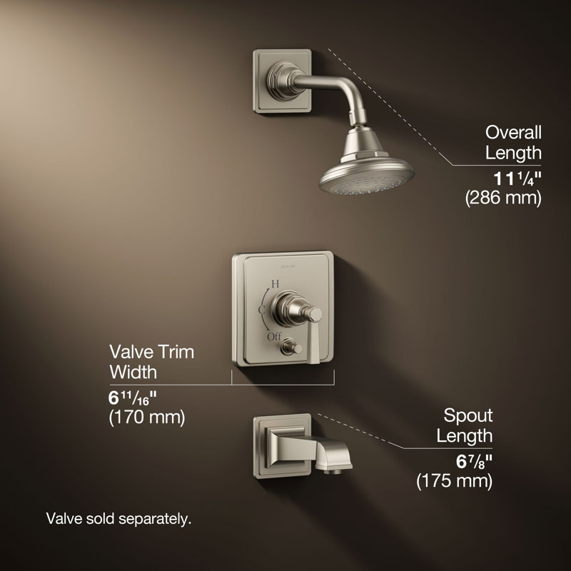 Pinstripe Pure Rite-Temp Pressure-Balancing Bath and Shower Faucet Trim, Vibrant Brushed Nickel, Lever Handle