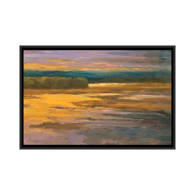 « pacifique ii », impression sur toile, H 18 po x l 26 po x P 1,5 po, Toile encadrée noire, Pas de tapis