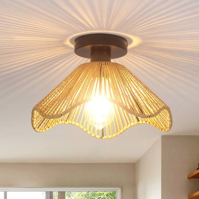 1- Light Rattan Flush Mount