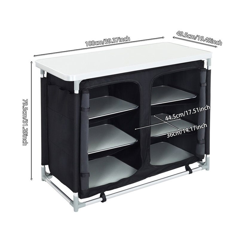 Foldable Outdoor Garden-Camping Kitchen, White/Black