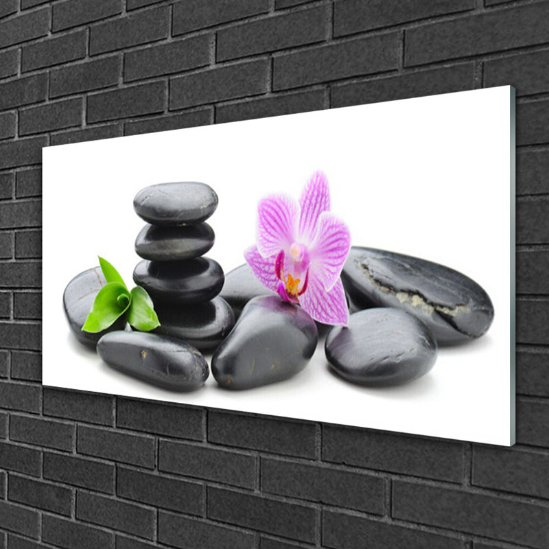 Art Flower Stones - No Frame Print on Glass