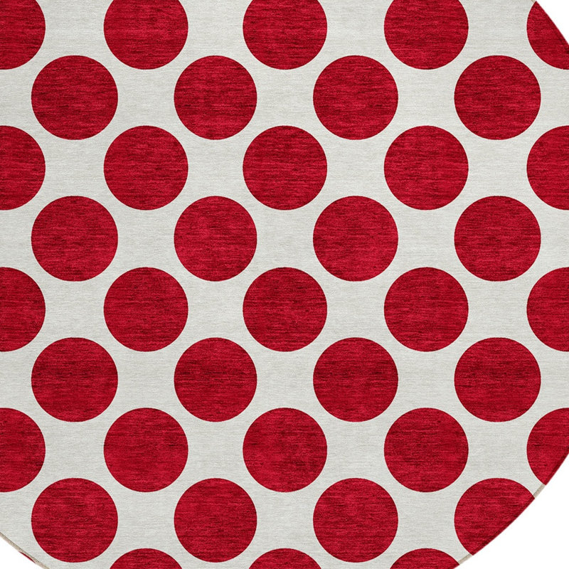Tapis rond lavable à pois 8 po