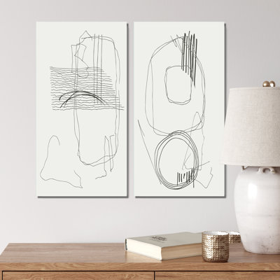 «Minimalistic Foliage with Organic Shapes IV», ensemble de 2 peintures