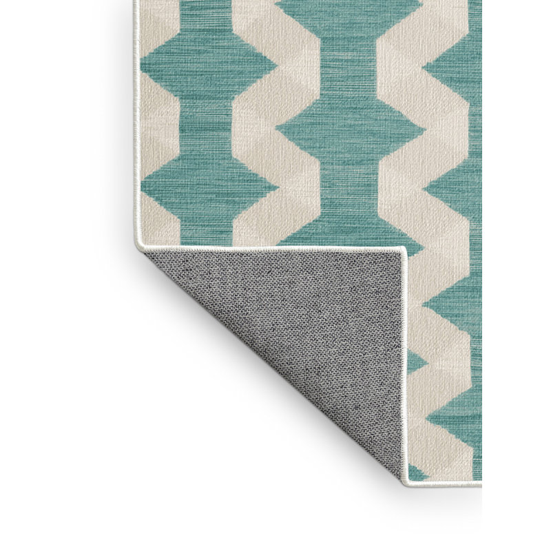 Machine Washable Checkered Beige Area Rug, Square 5'