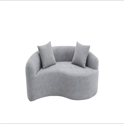Causeuse éponge pleine compression, canapé à double profondeur courbé en S, chenille brune modulaire pour les petits espaces et la méditation, L 66,9 po, 400 lb