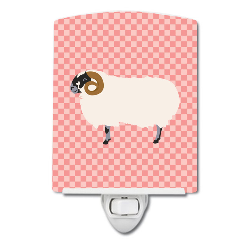 Scottish Sheep Check Ceramic Night Light