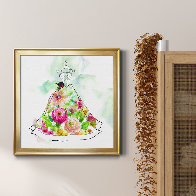 Fashionable Florals II - Peinture sur toile encadrée, H 20" x l 20" x P 1", Toile encadrée d'or