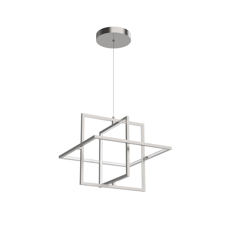 Mondrian 3 - Light LED Pendant, Brushed Nickel, 17" H x 19.375" W x 19.375" D