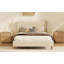Modern Beige Velvet Upholstered Platform Bed With Wingback Headboard And Walnut Wooden Legs-198866207
