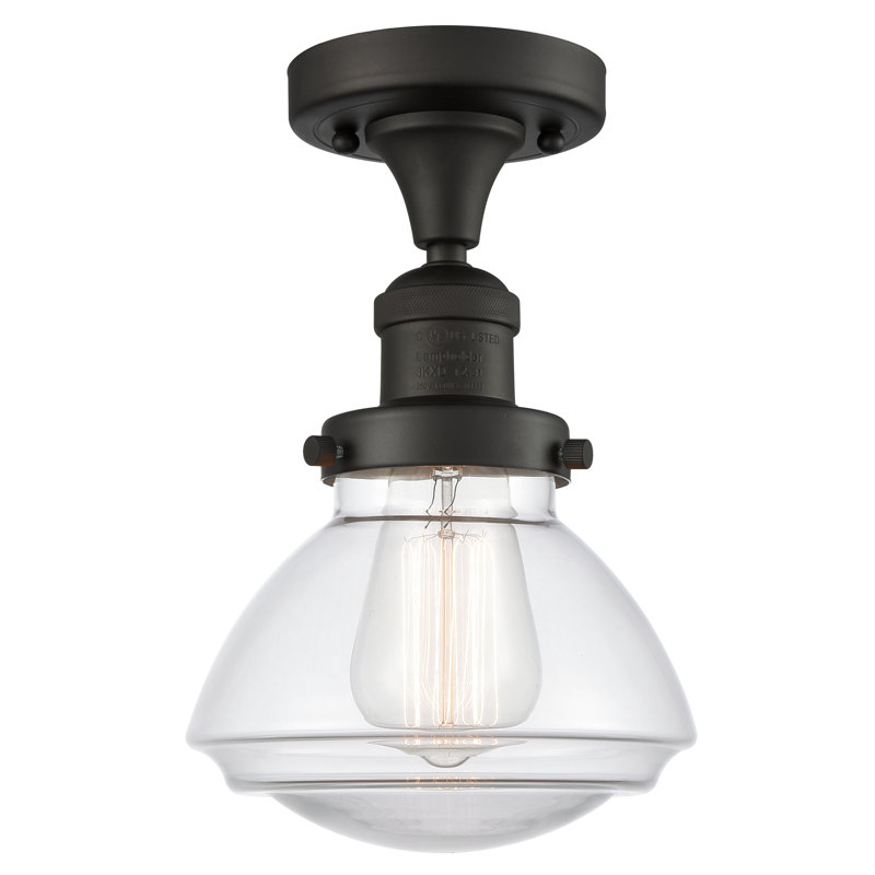 Plafonnier semi-encastré 1 lumière 6,75 po Chesterville, Transparent, Ampoule DEL 6 watts rétro, Bronze huilé