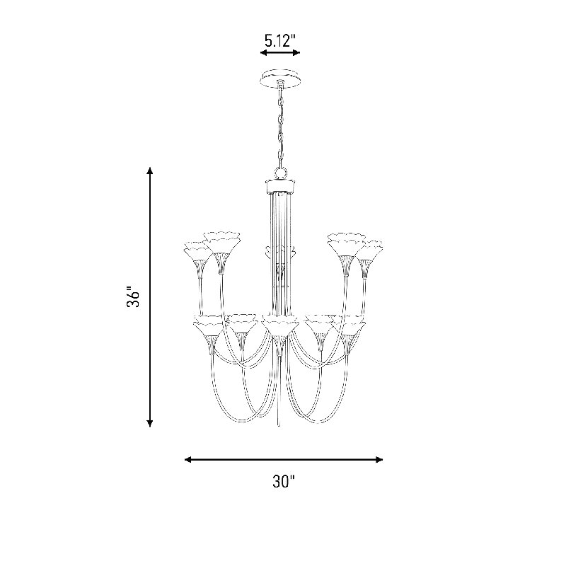 Florena 10-Light Chandelier in Noble Brass by Breegan Jane