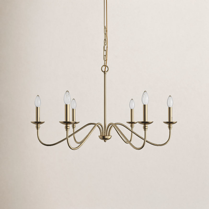 Ableton Iron 6-Light Chandelier, 19" H x 36" W x 36" D, Satin Gold