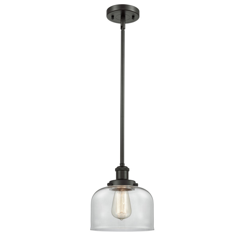 Mini luminaire suspendu en forme de tige 8 po Ballston Urban Bell, Clair, Ampoule non incluse, Bronze frotté à l'huile