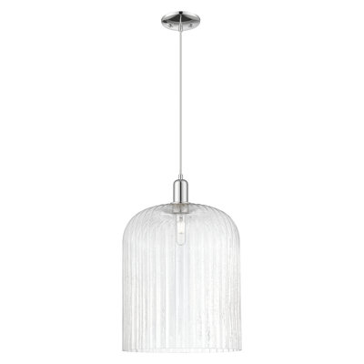 Downtown Urban - Bridal Veil - 1 Light 12" Cord Hung Mini Pendant - Polished Nickel Finish - Clear Shade