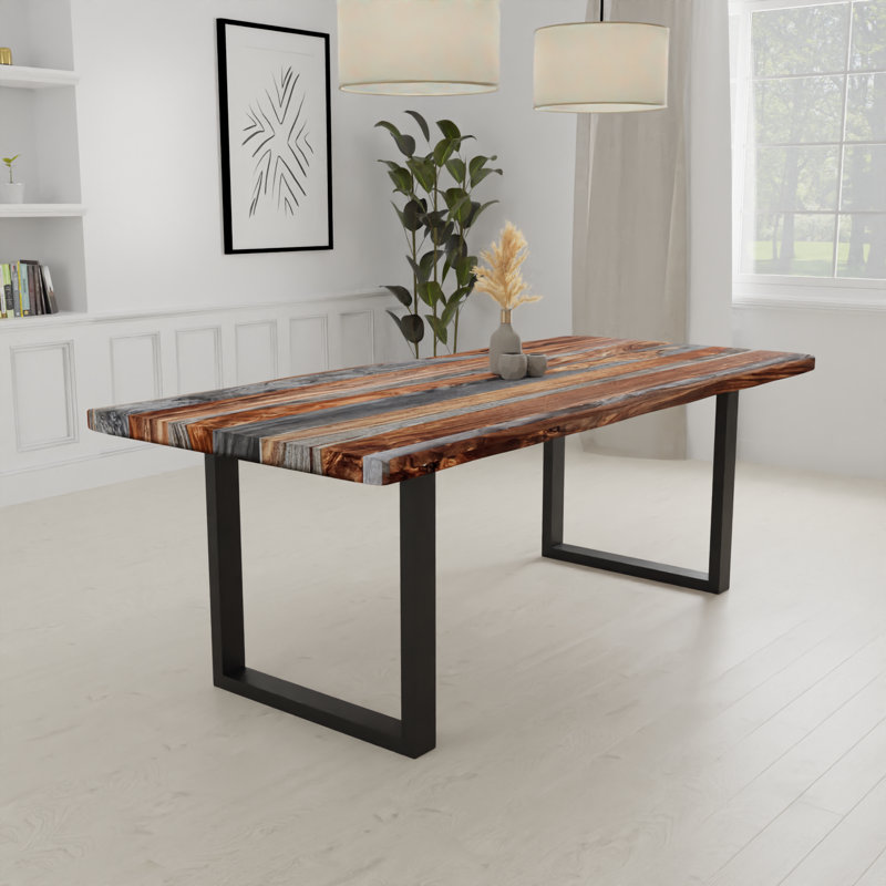 Table de salle à manger 84 "Digirolamo, Noir, L 84 po x l 40 po, Bois de sheesham gris