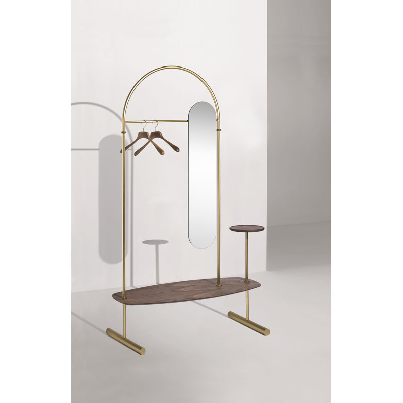 Arco 47.24" Clothes Rack, Brass/Walnut