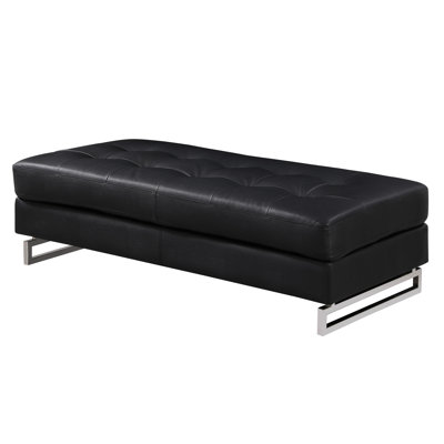 Black Oversized Leather With Solid Wood And Legs Element Option Stool Build