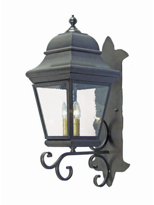 Lanterne murale d'extérieur 3 lumières Cicero, Tabac doré, Faux albâtre