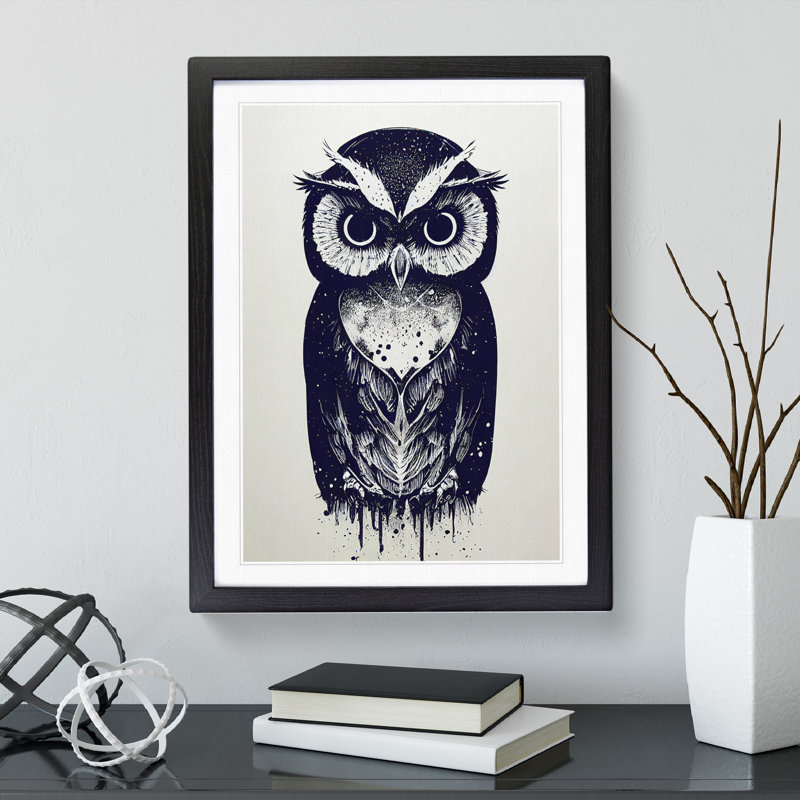 Owl Graffiti - Framed Print, Black, 34cm H x 25cm W x 2cm D
