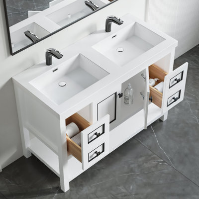Thome 49'' Double Bathroom Vanity with Resin Top
