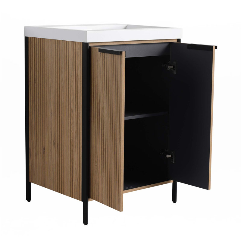 Meuble-lavabo autoportant avec lavabo en résine
