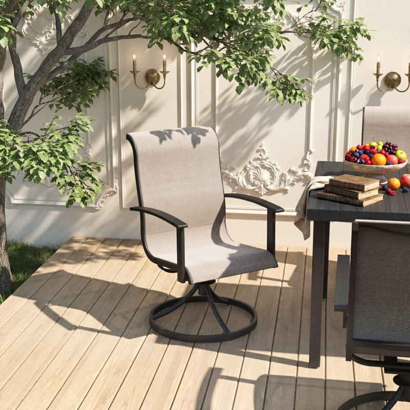 Errik All Steel Detachable Main Dining Set Of Seven Pieces With Rectangular Dining Table And Cushion