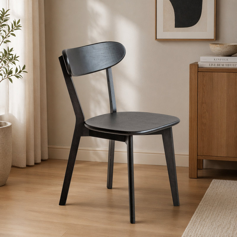 Solid Wood Dining Chair, Black