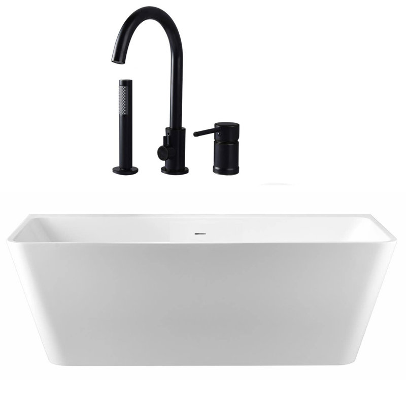 Axton 59'' x 29.5'' Freestanding Soaking Acrylic Bathtub with Faucet