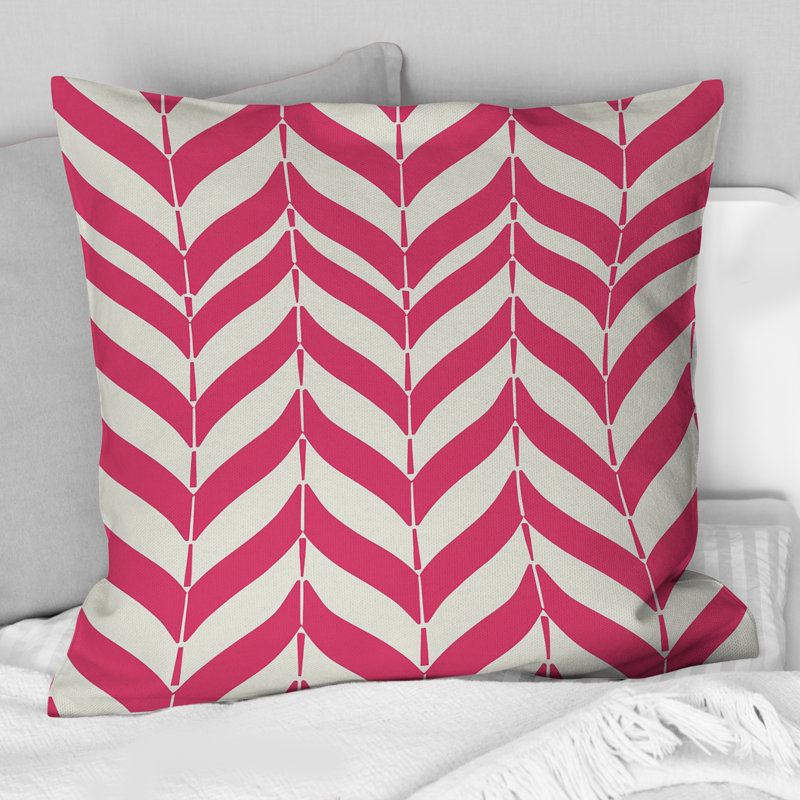 Coussin décoratif rose à chevrons I - traditionnel, H 18 po x l 18 po