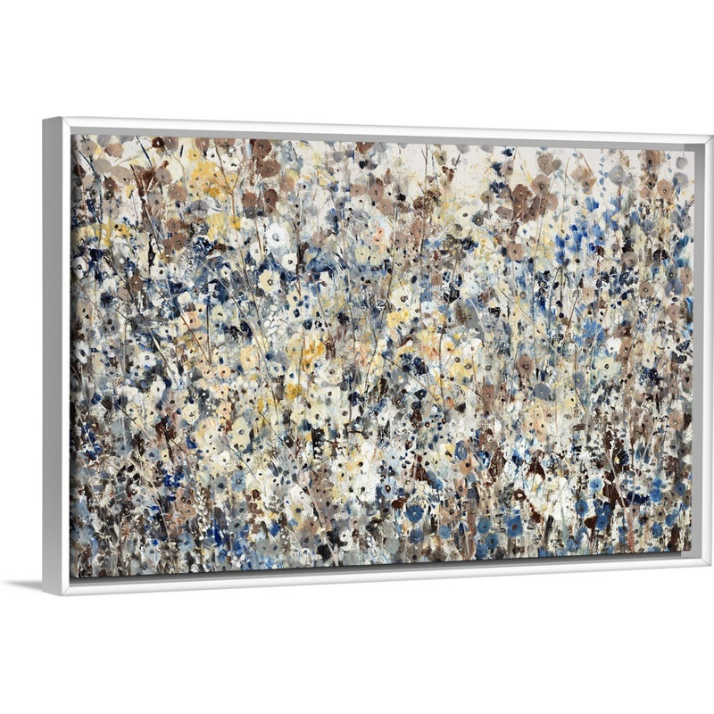 «Abundance of Wildflowers», peinture sur toile, H 25,7 po x l 37,7 po x P 1,75 po, Cadre flottant blanc