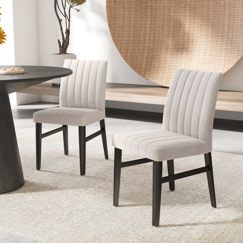 Winston Porter Vonzetta Contemporary Upholstered Dining Chairs, Set Of 2, Tan, Tanné
