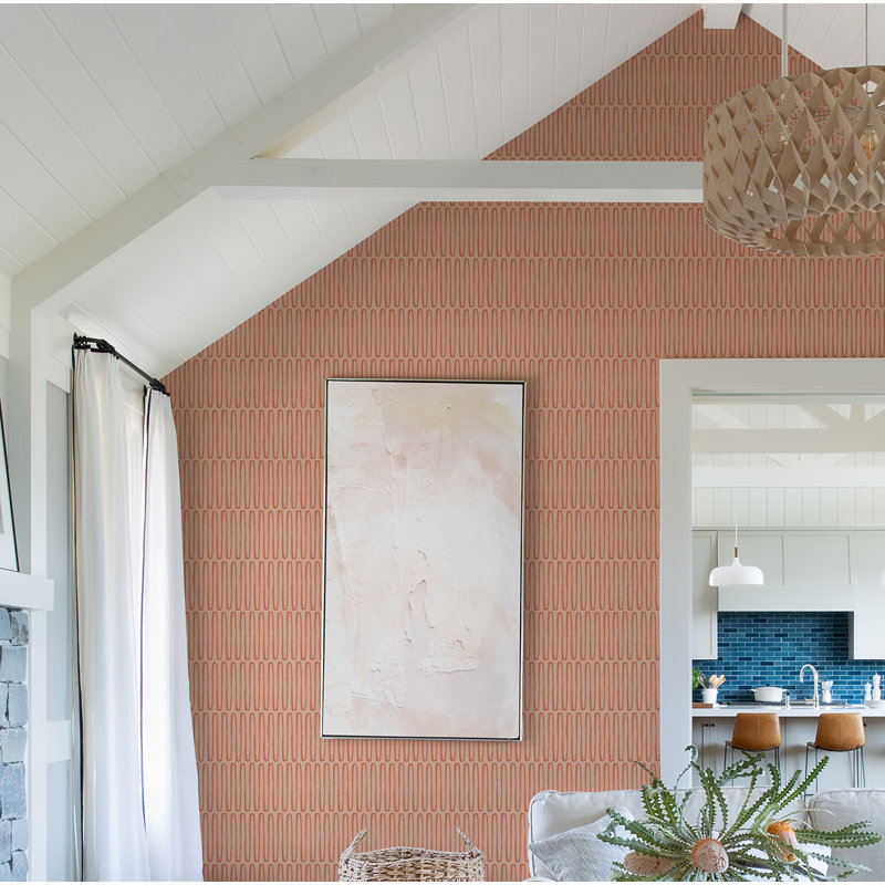 Hannah Geometric Wallpaper Roll, Coral