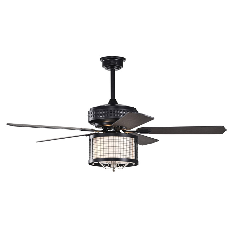 Ventilateur de plafond 52 po à 5 pales en cristal DEL avec télécommande et ensemble d'éclairage inclus