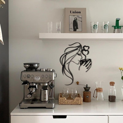 3D Black Metal Coffee Wall Art Bar Sign Decor