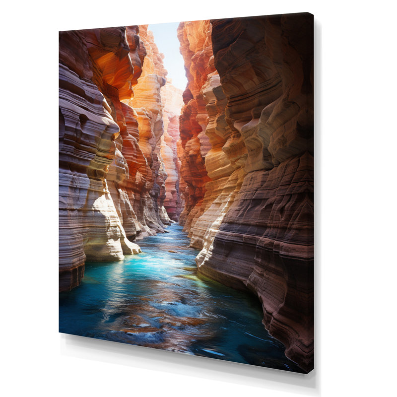 Canyon antilope turquoise, gouttes - art mural Canyon, H 40 po x l 30 po x P 1,5 po, Toile tendue