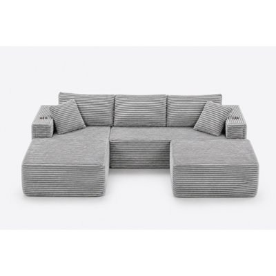 Boneless 108" Left Hand Facing Corner Sectional With Chaise And Ottoman Corduroy Upholstered Compression L-Shaped Sofa