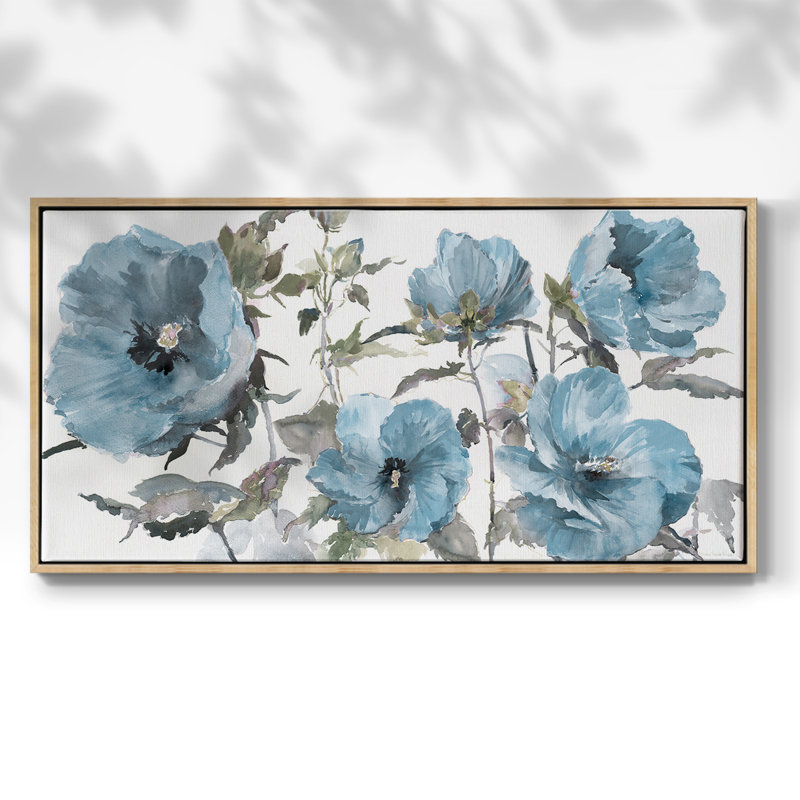 Cottage bleu, toile tendue avec châssis, prête à être accrochée, H 21 po x l 41 po, Naturel