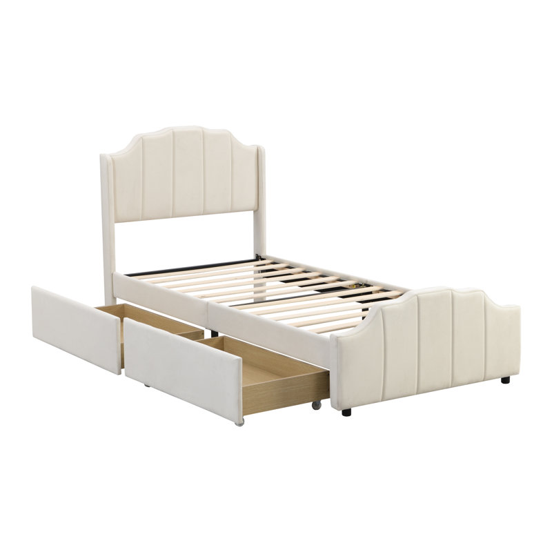 Bomford Upholstered Storage Bed, European Single (90 x 200cm), Beige