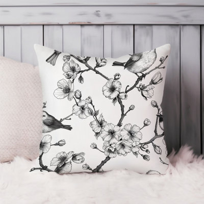 Animals Birds and Flowers I Rustic Throw Pillow Cover